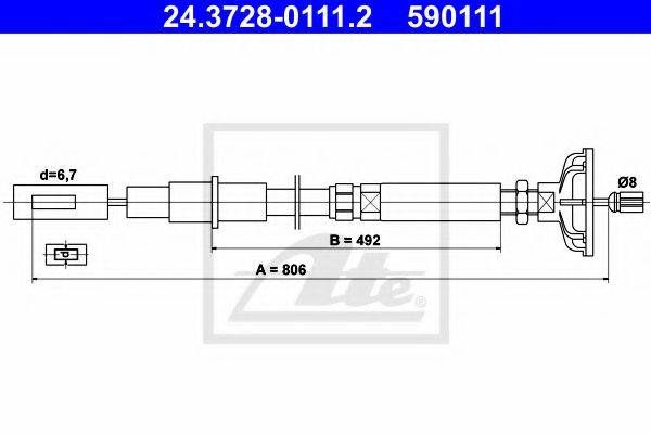 Cable, clutch control ATE 24.3728-0111.2