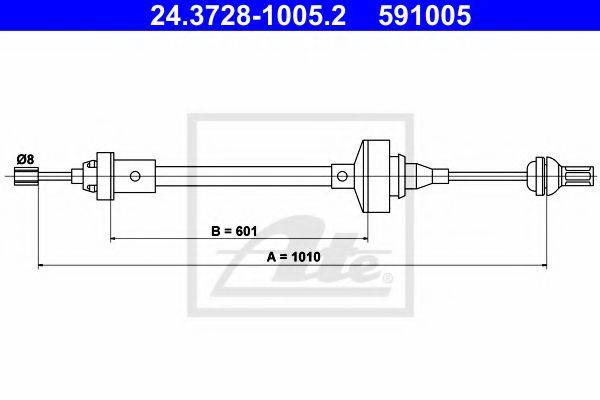 Cable, clutch control ATE 24.3728-1005.2